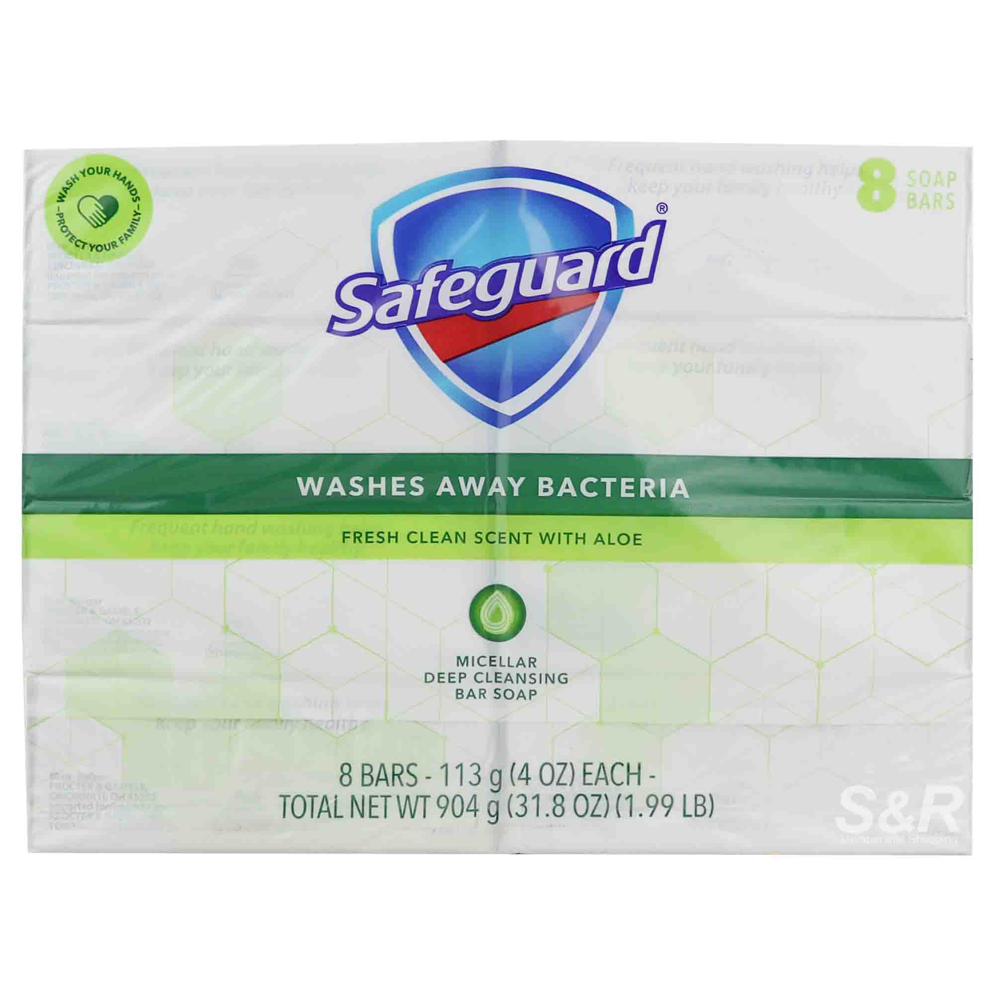Safeguard Fresh Clean Scent With Aloe Bar Soap (113g x 8pcs)